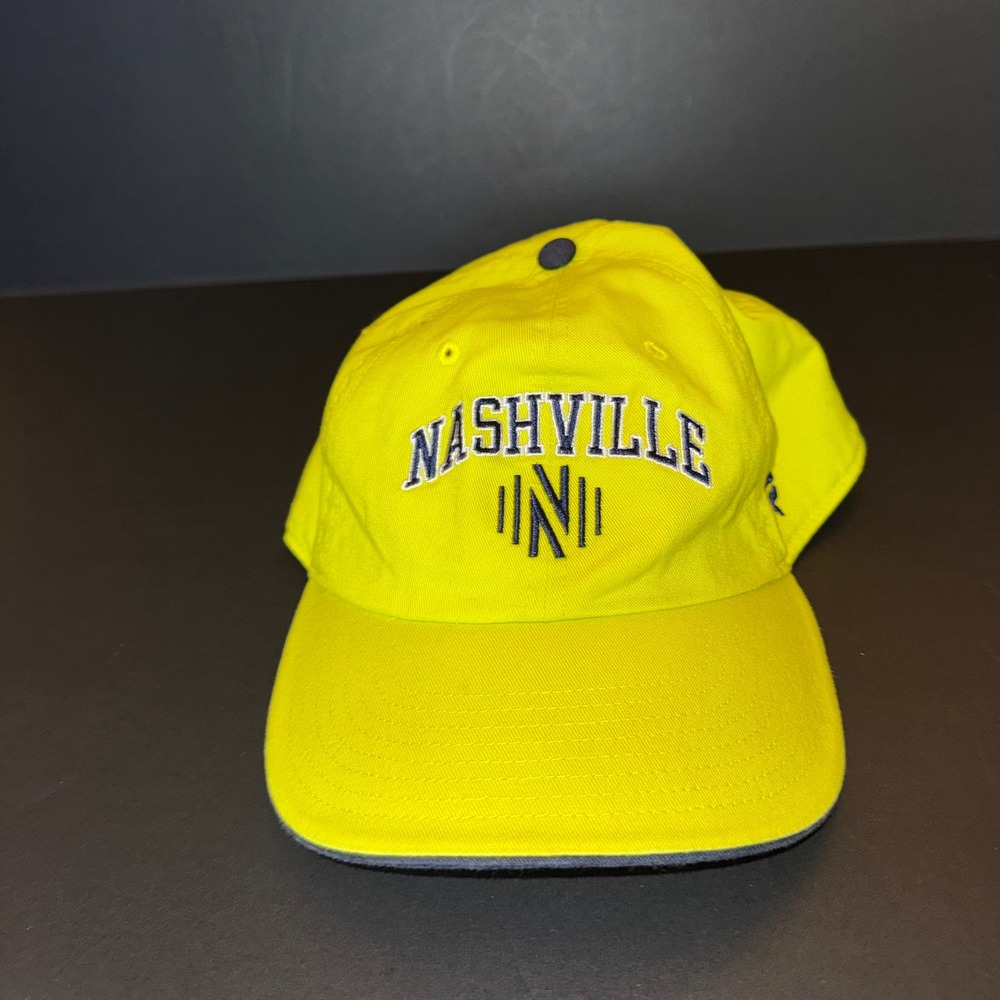 Mens OSFA Fanatics Nashville SC Hat Yellow Excellent MLS Soccer Embroidered Cap